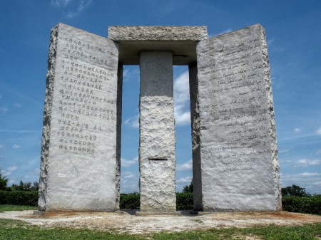 The Georgia Guidestones Which Advocate A Maximum Human Population Of 500 Million