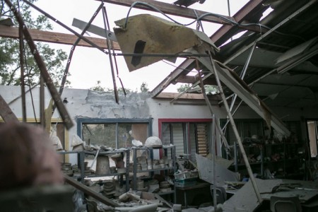 Operation_Protective_Edge - Building damaged by a rocket launched from Gaza - Photo by IDF