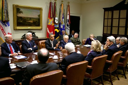 Henry Kissinger Sitting Next To Barack Obama