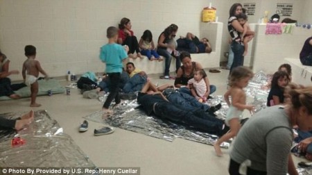 Illegal Immigrants Sleeping On Floor - Photo from U.S. Rep. Henry Cuellar