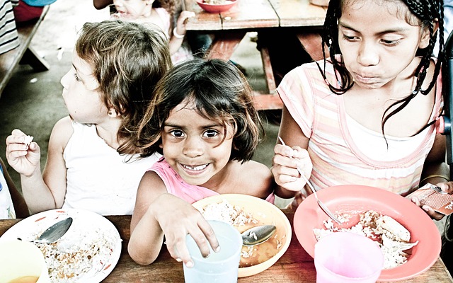Children Orphans Eating - Public Domain