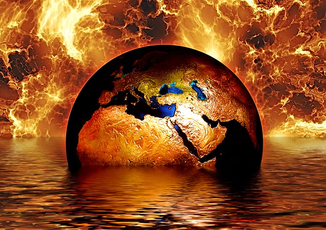 Earth Globe Water Fire - Public Domain