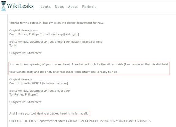 Hillary Clinton Cracked Head - Wikileaks