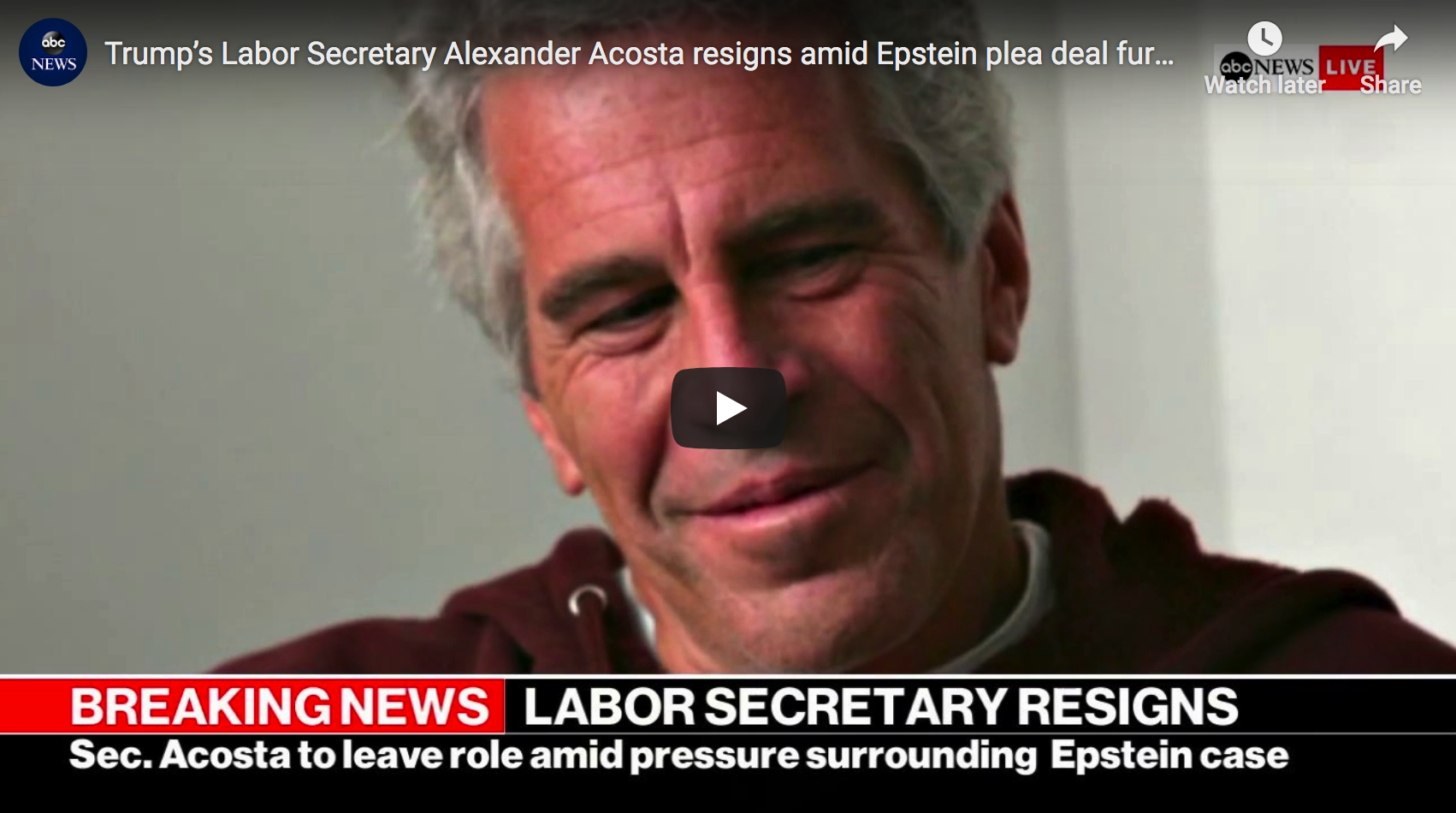 Labor Secretary Alex Acosta Resigns Amid Intense Scrutiny